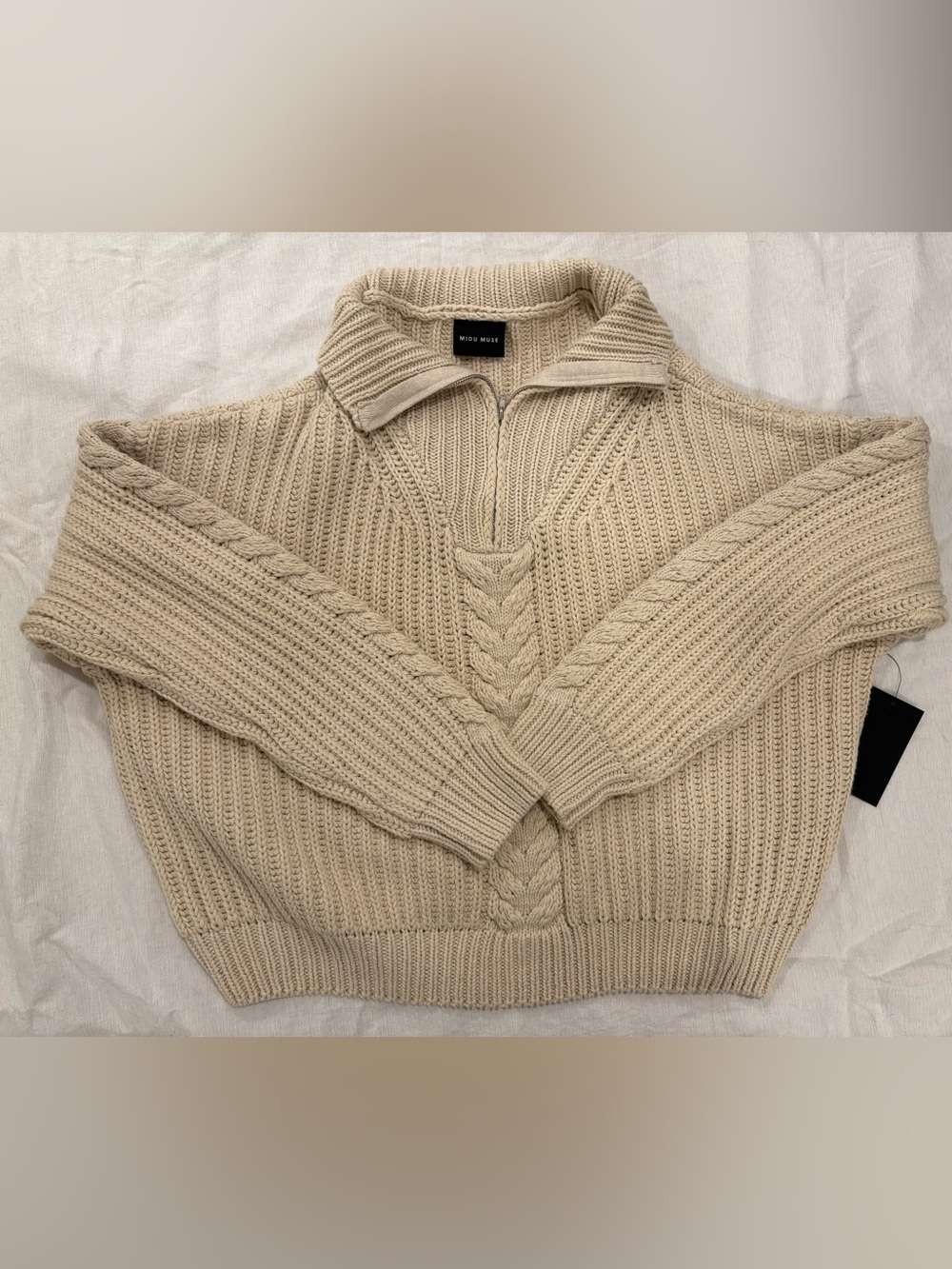 NWT miou muse knit quarter zip sweater